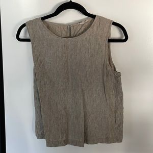 Never worn beige bone 100% organic linen Eileen Fisher with button neck small